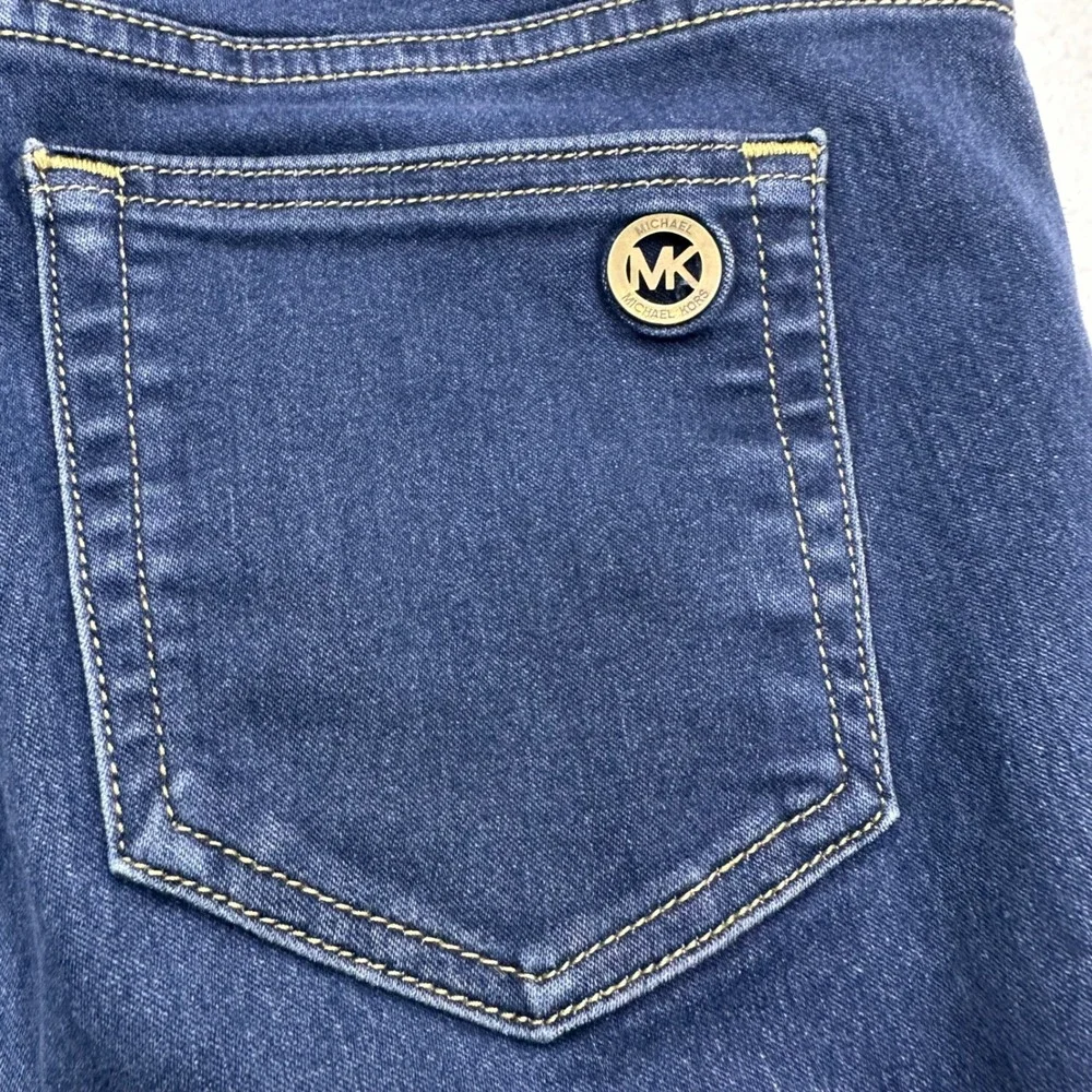 Michael Kors Izzy Skinny Jeans Womens 10 Dark Wash Blue Stretch Denim MK Logo
